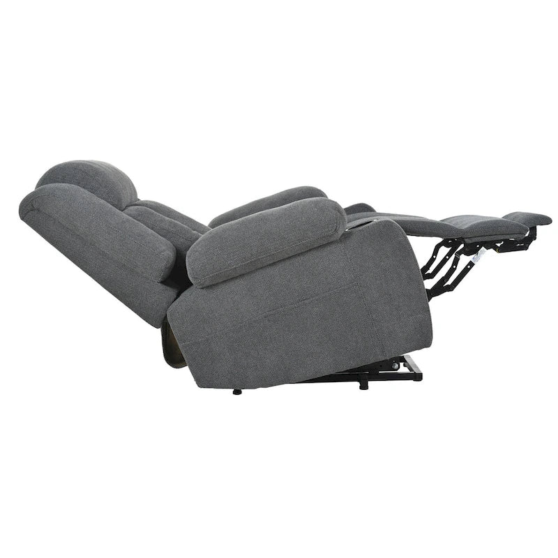 Fauteuil inclinable releveur électrique en velours flocon de neige avec repose-pieds étendu