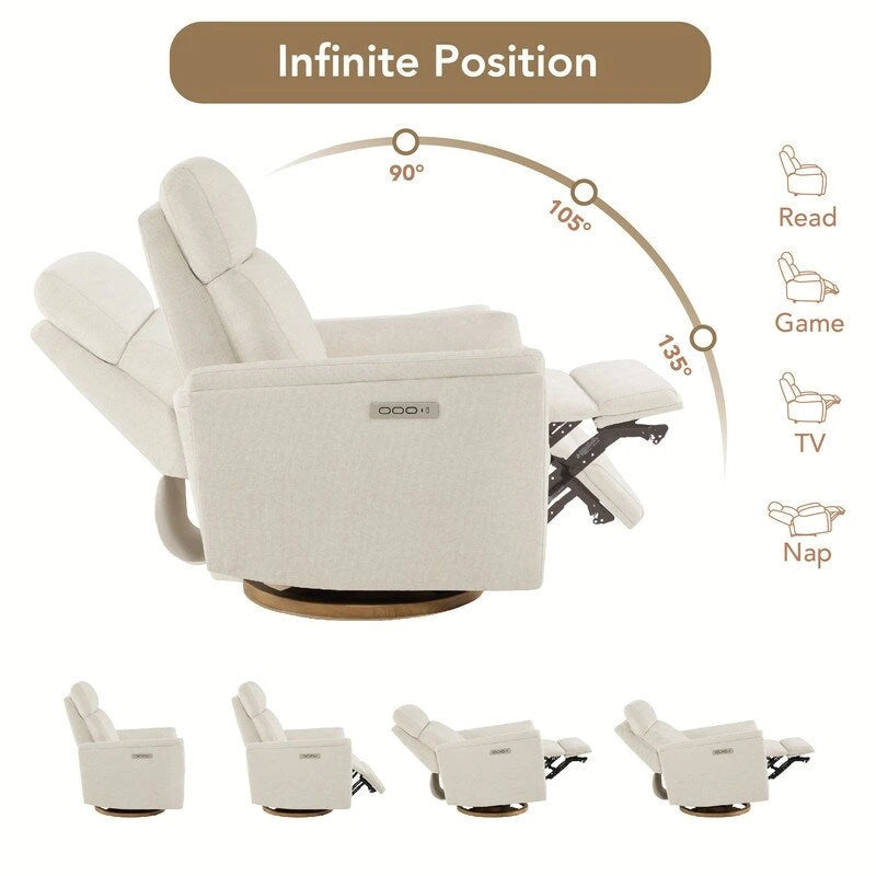 Fauteuil inclinable pivotant Maire Power avec veilleuse pour chambre de bébé