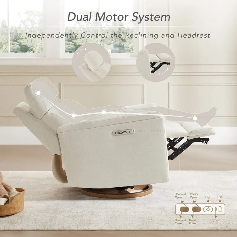 Fauteuil inclinable pivotant Maire Power avec veilleuse pour chambre de bébé