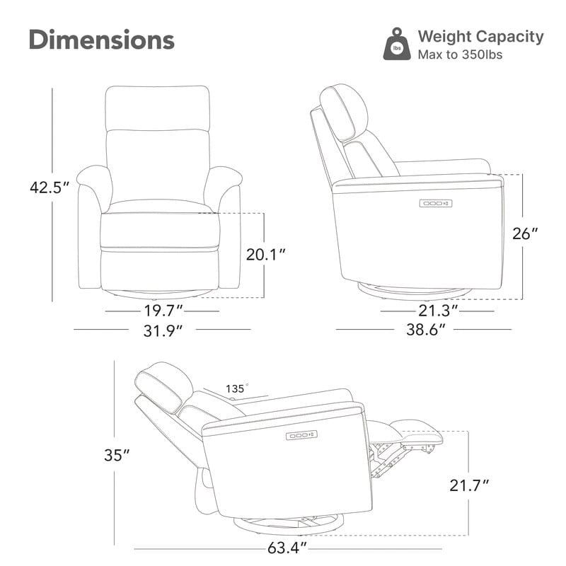 Fauteuil inclinable pivotant Maire Power avec veilleuse pour chambre de bébé
