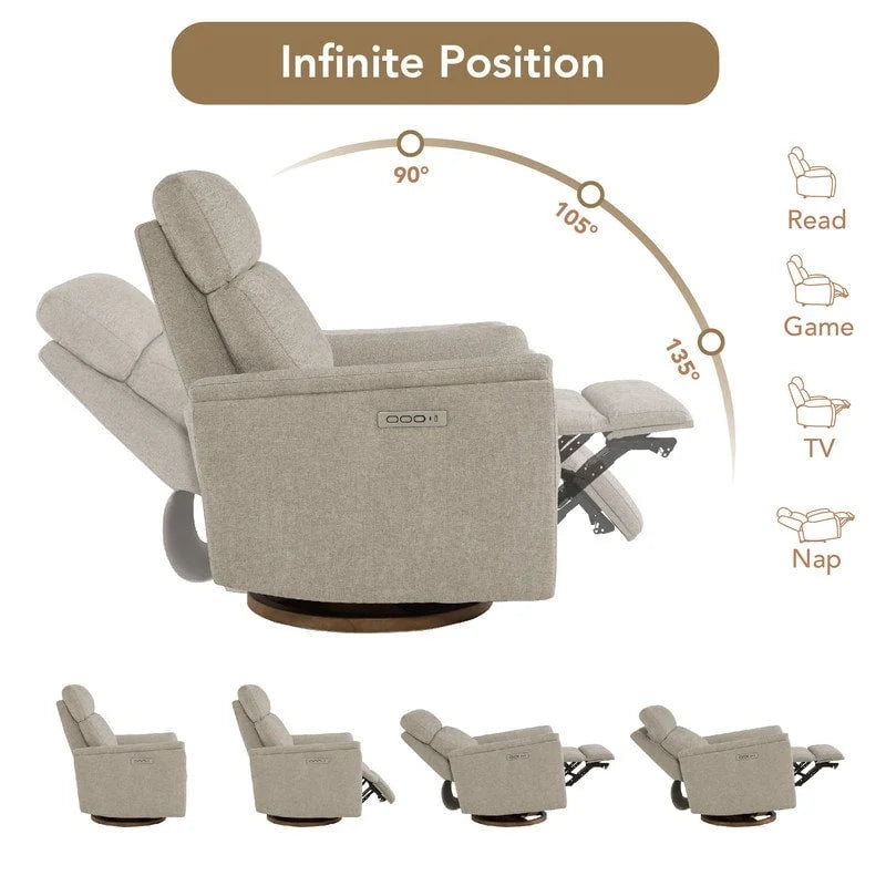 Fauteuil inclinable pivotant Maire Power avec veilleuse pour chambre de bébé