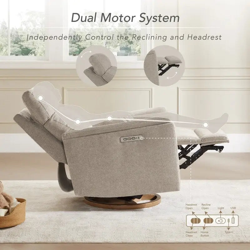 Fauteuil inclinable pivotant Maire Power avec veilleuse pour chambre de bébé