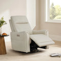 Fauteuil inclinable, pivotant et berçant Farley en cuir véritable pour chambre de bébé