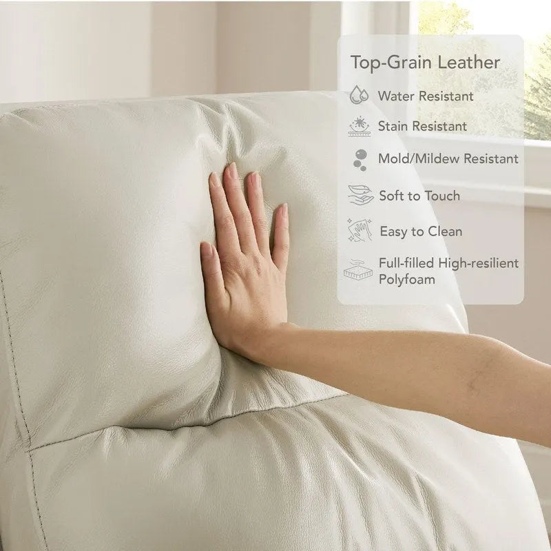 Fauteuil inclinable, pivotant et berçant Farley en cuir véritable pour chambre de bébé