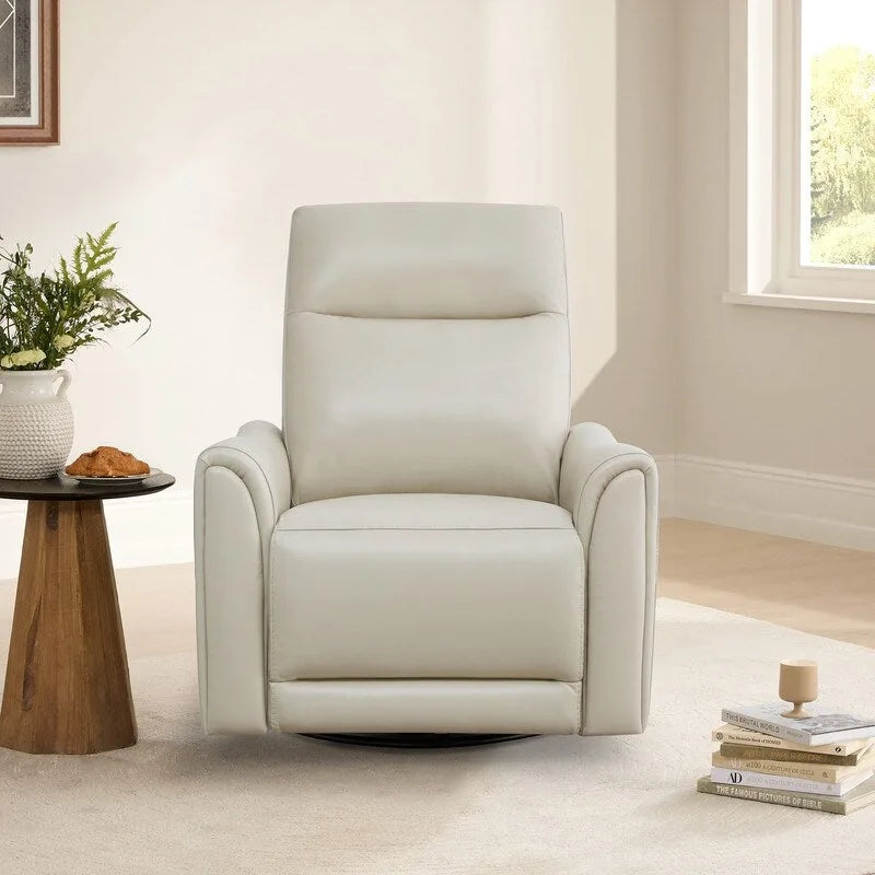 Fauteuil inclinable, pivotant et berçant Farley en cuir véritable pour chambre de bébé