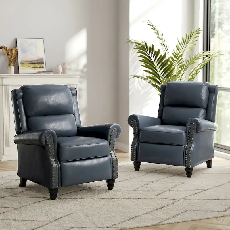 Fauteuil inclinable à dossier rembourré avec clous décoratifs (lot de 2)