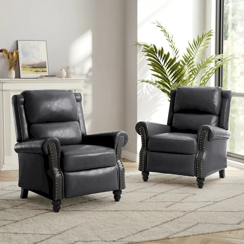 Fauteuil inclinable à dossier rembourré avec clous décoratifs (lot de 2)