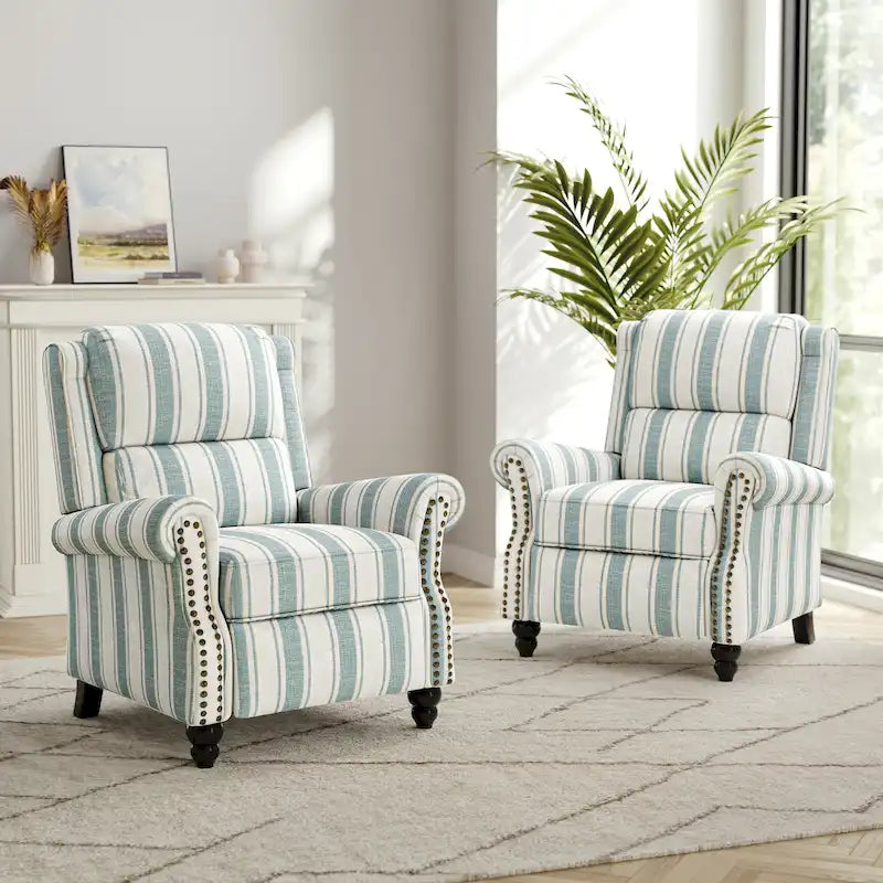 Fauteuil inclinable à dossier rembourré avec clous décoratifs (lot de 2)