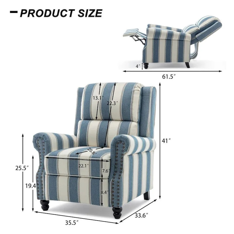 Fauteuil inclinable à dossier rembourré avec clous décoratifs (lot de 2)