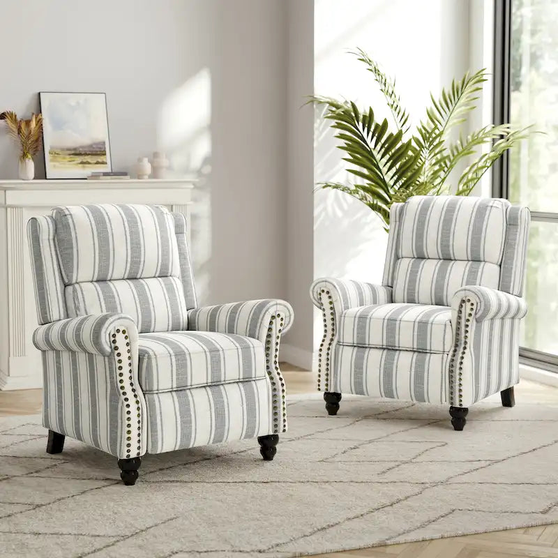 Fauteuil inclinable à dossier rembourré avec clous décoratifs (lot de 2)