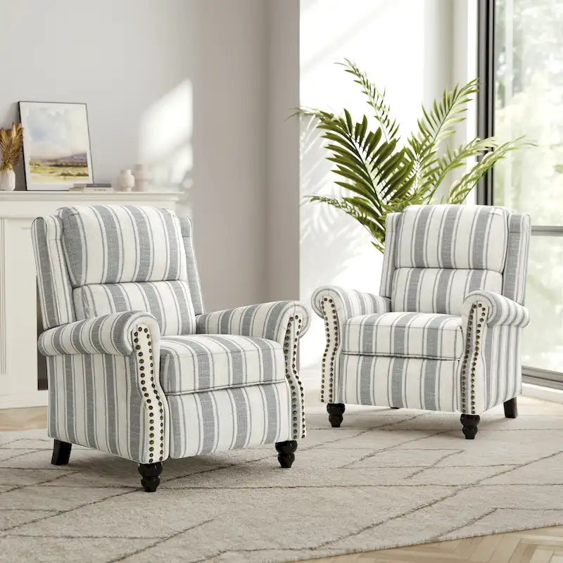 Fauteuil inclinable à dossier rembourré avec clous décoratifs (lot de 2)
