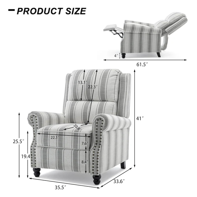 Fauteuil inclinable à dossier rembourré avec clous décoratifs (lot de 2)