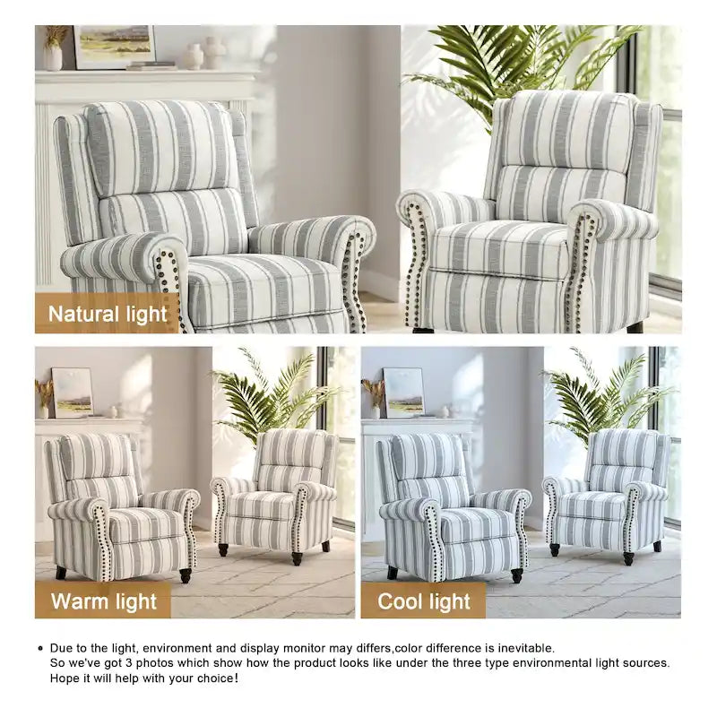 Fauteuil inclinable à dossier rembourré avec clous décoratifs (lot de 2)