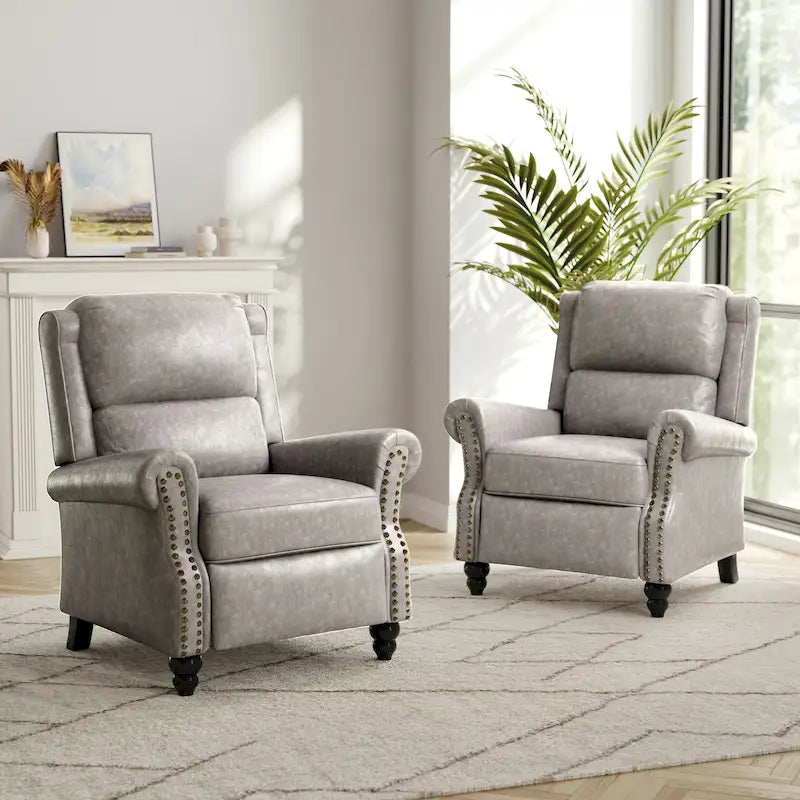 Fauteuil inclinable à dossier rembourré avec clous décoratifs (lot de 2)