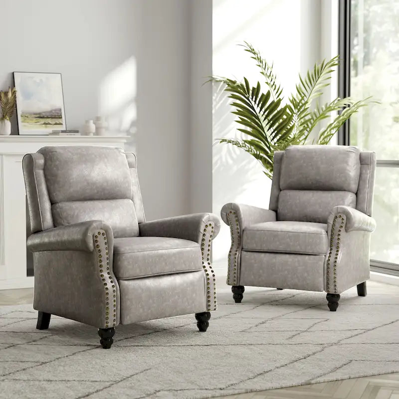 Fauteuil inclinable à dossier rembourré avec clous décoratifs (lot de 2)