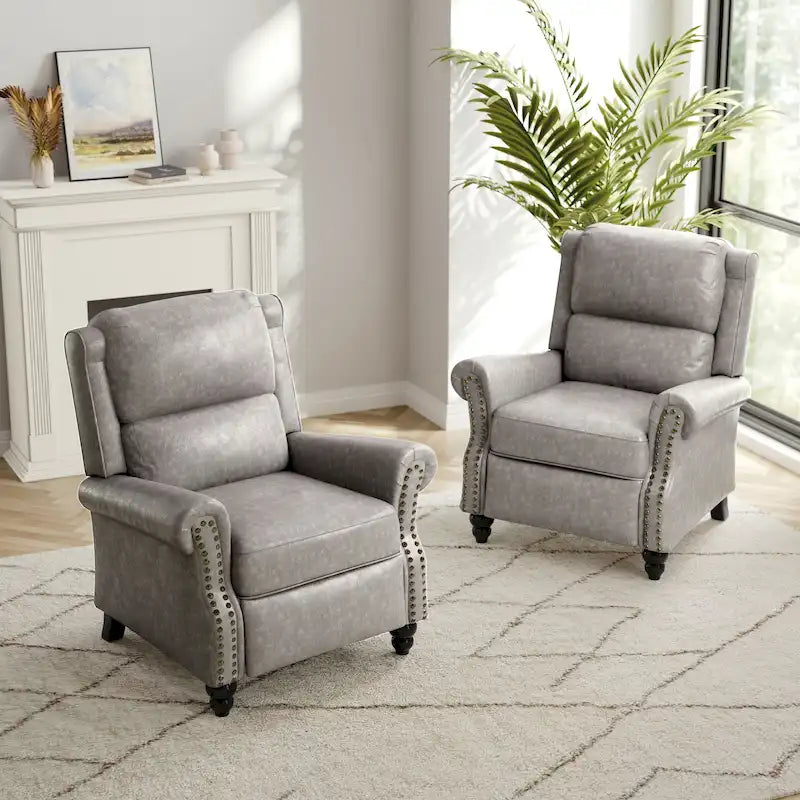 Fauteuil inclinable à dossier rembourré avec clous décoratifs (lot de 2)