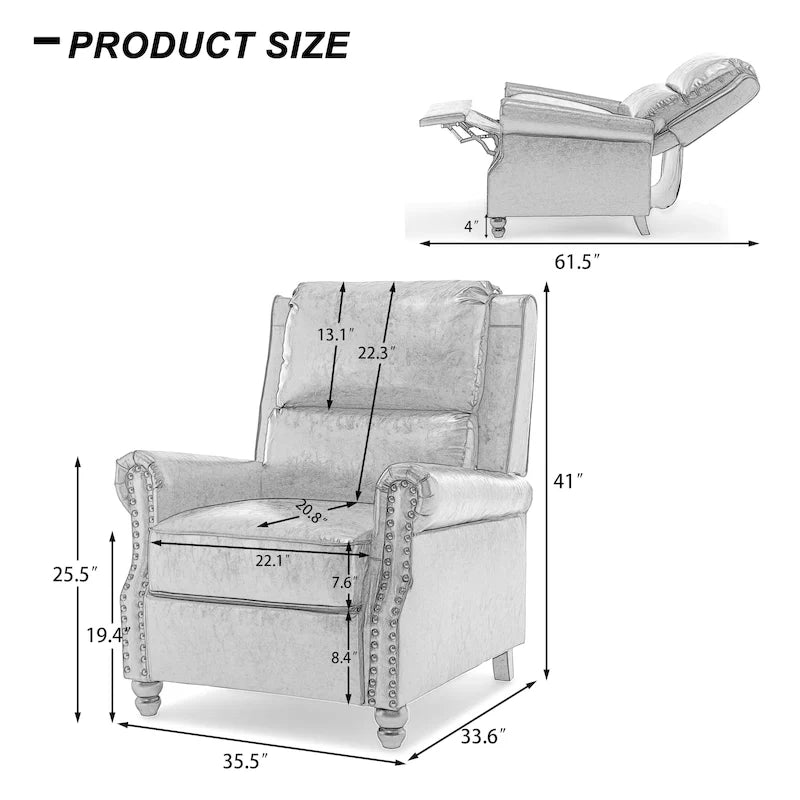 Fauteuil inclinable à dossier rembourré avec clous décoratifs (lot de 2)