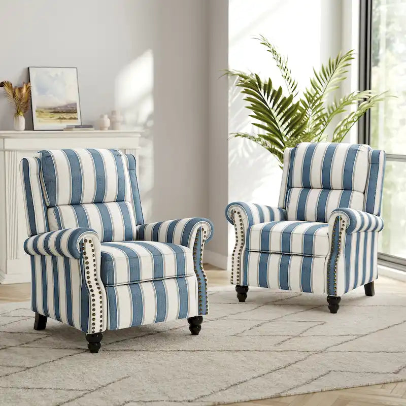 Fauteuil inclinable à dossier rembourré avec clous décoratifs (lot de 2)
