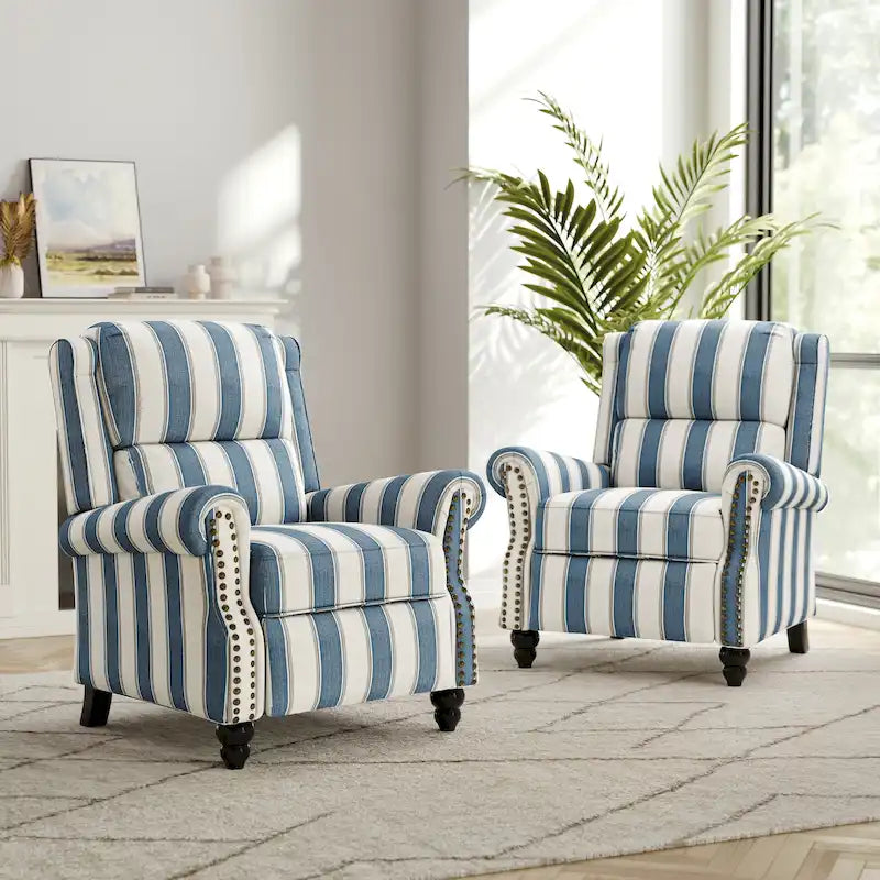 Fauteuil inclinable à dossier rembourré avec clous décoratifs (lot de 2)