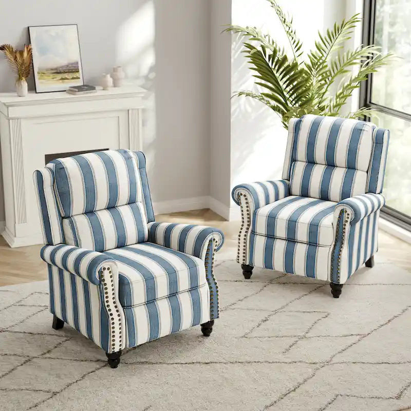 Fauteuil inclinable à dossier rembourré avec clous décoratifs (lot de 2)