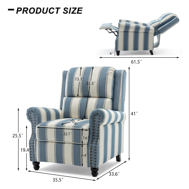 Fauteuil inclinable à dossier rembourré avec clous décoratifs (lot de 2)