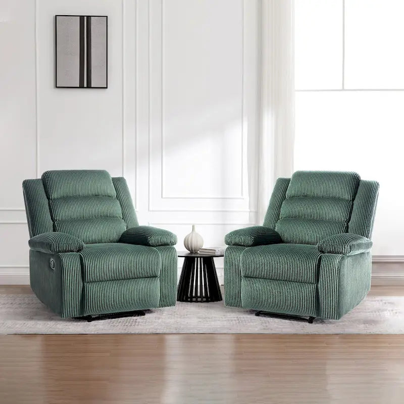 Fauteuil inclinable manuel moderne en velours côtelé, lot de 2, fauteuil d'appoint surdimensionné avec accoudoirs larges