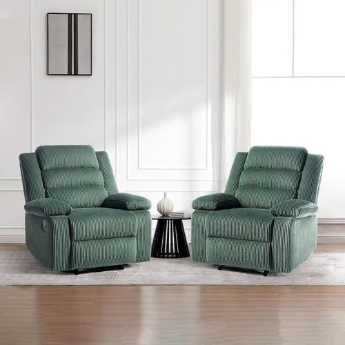 Fauteuil inclinable manuel moderne en velours côtelé, lot de 2, fauteuil d'appoint surdimensionné avec accoudoirs larges