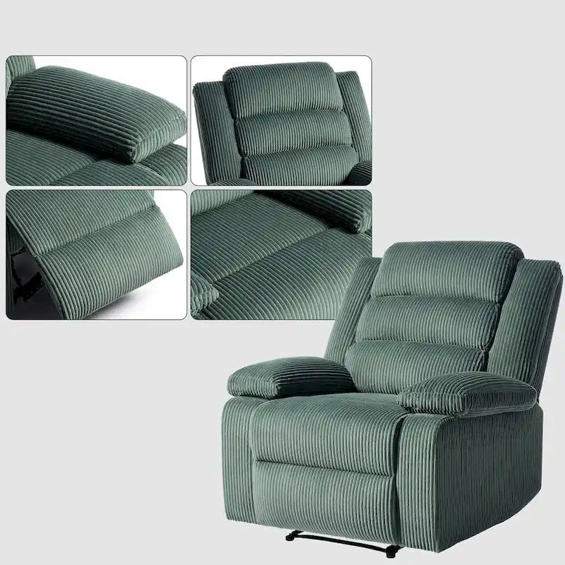 Fauteuil inclinable manuel moderne en velours côtelé, lot de 2, fauteuil d'appoint surdimensionné avec accoudoirs larges