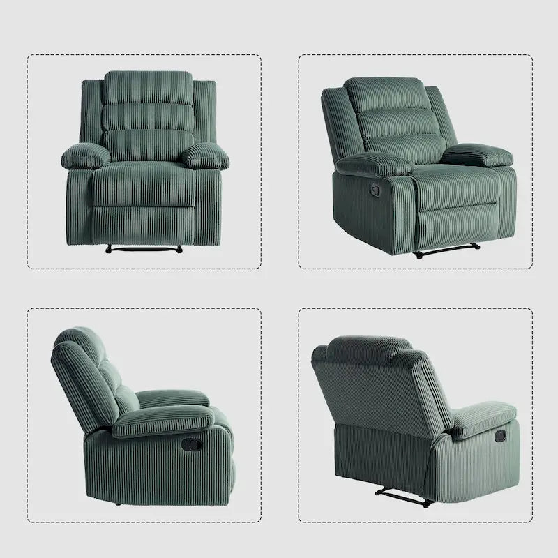 Fauteuil inclinable manuel moderne en velours côtelé, lot de 2, fauteuil d'appoint surdimensionné avec accoudoirs larges