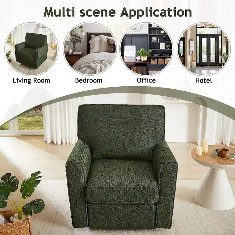 Fauteuil pivotant Chenille 360, Fauteuil moderne avec poches latérales, Fauteuil canapé pivotant, Fauteuil inclinable ergonomique pour chambre à coucher