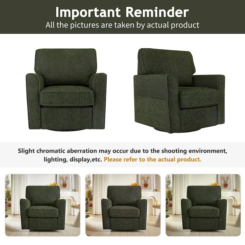 Fauteuil pivotant Chenille 360, Fauteuil moderne avec poches latérales, Fauteuil canapé pivotant, Fauteuil inclinable ergonomique pour chambre à coucher