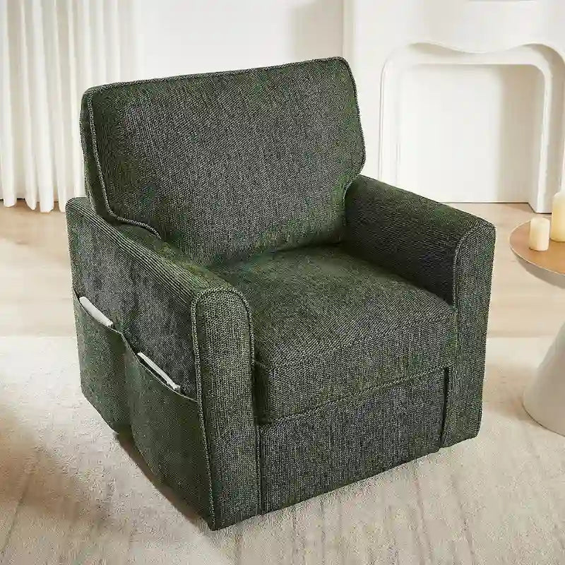 Fauteuil pivotant Chenille 360, Fauteuil moderne avec poches latérales, Fauteuil canapé pivotant, Fauteuil inclinable ergonomique pour chambre à coucher