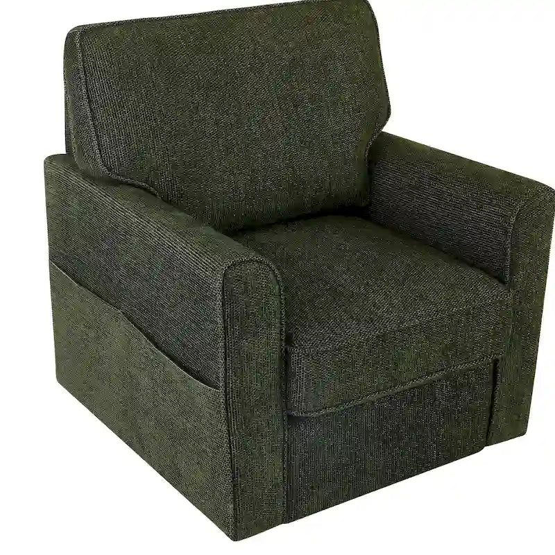 Fauteuil pivotant Chenille 360, Fauteuil moderne avec poches latérales, Fauteuil canapé pivotant, Fauteuil inclinable ergonomique pour chambre à coucher