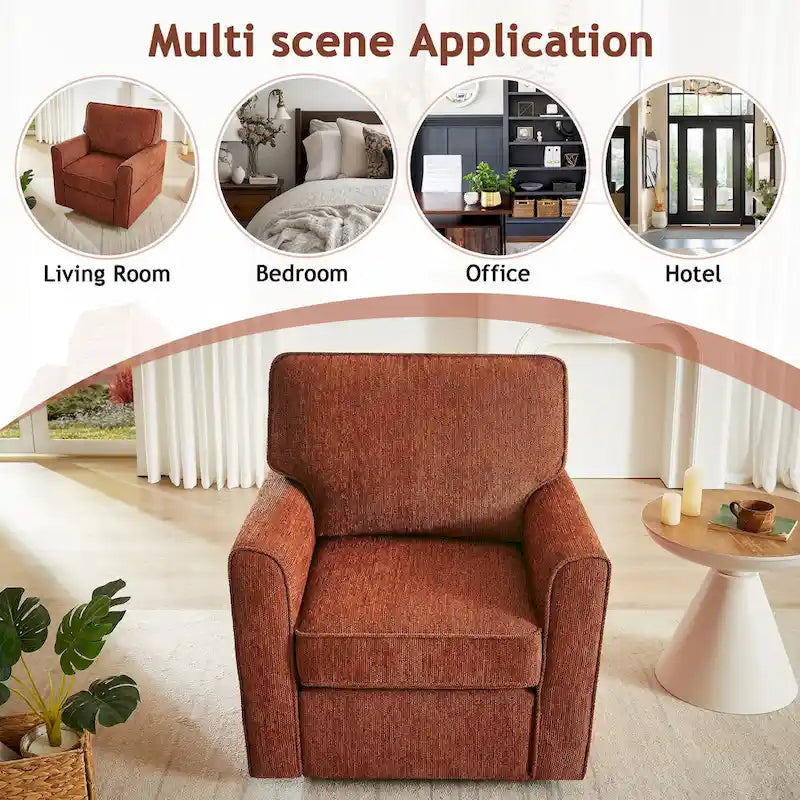 Fauteuil pivotant Chenille 360, Fauteuil moderne avec poches latérales, Fauteuil canapé pivotant, Fauteuil inclinable ergonomique pour chambre à coucher
