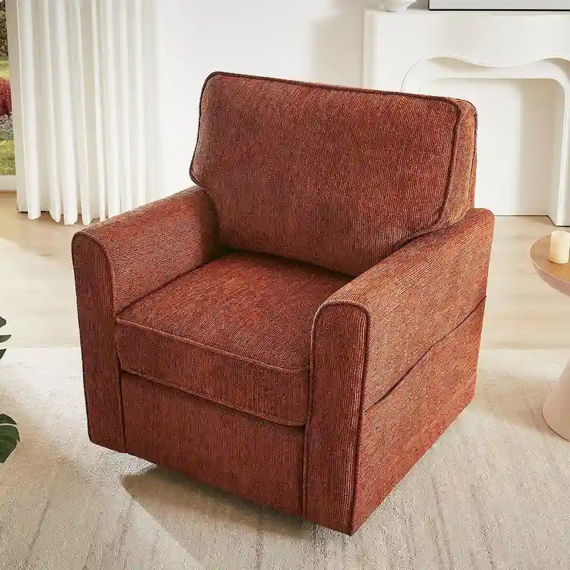 Fauteuil pivotant Chenille 360, Fauteuil moderne avec poches latérales, Fauteuil canapé pivotant, Fauteuil inclinable ergonomique pour chambre à coucher