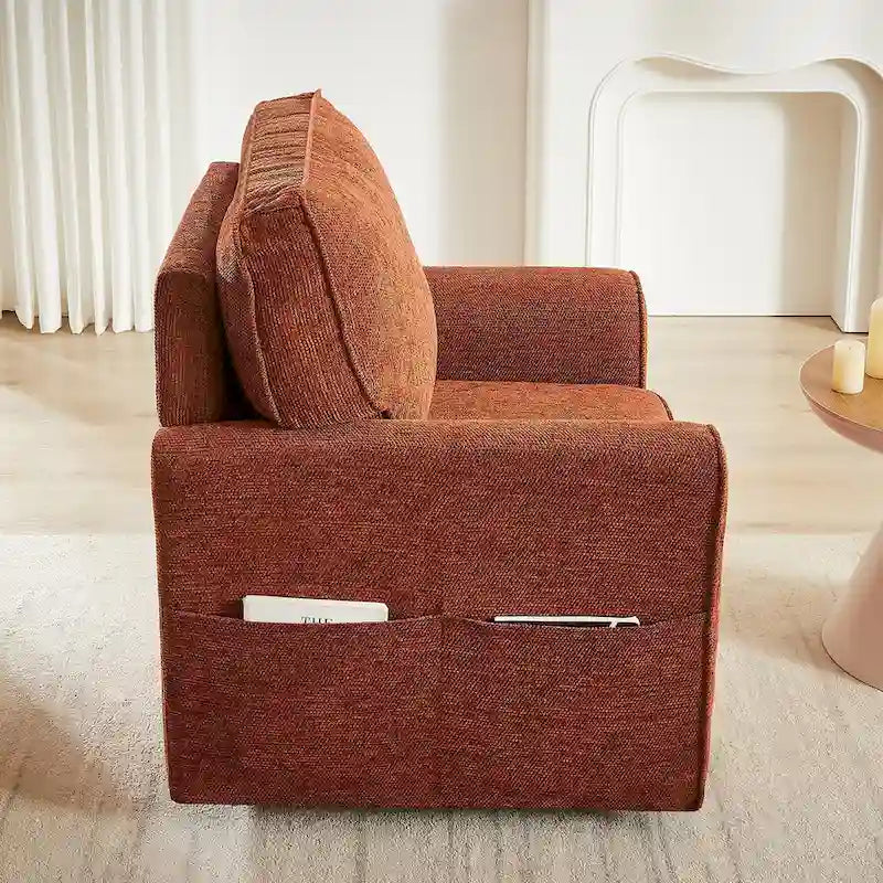 Fauteuil pivotant Chenille 360, Fauteuil moderne avec poches latérales, Fauteuil canapé pivotant, Fauteuil inclinable ergonomique pour chambre à coucher