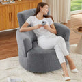 Fauteuil pivotant à 360°, fauteuil barrel rembourré avec appui-tête réglable, fauteuil de salon rond pivotant moderne