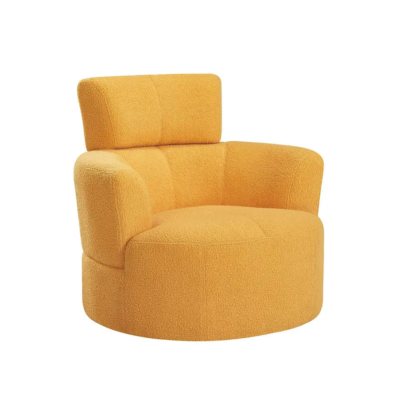 Fauteuil pivotant à 360°, fauteuil barrel rembourré avec appui-tête réglable, fauteuil de salon rond pivotant moderne