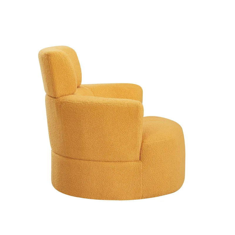 Fauteuil pivotant à 360°, fauteuil barrel rembourré avec appui-tête réglable, fauteuil de salon rond pivotant moderne