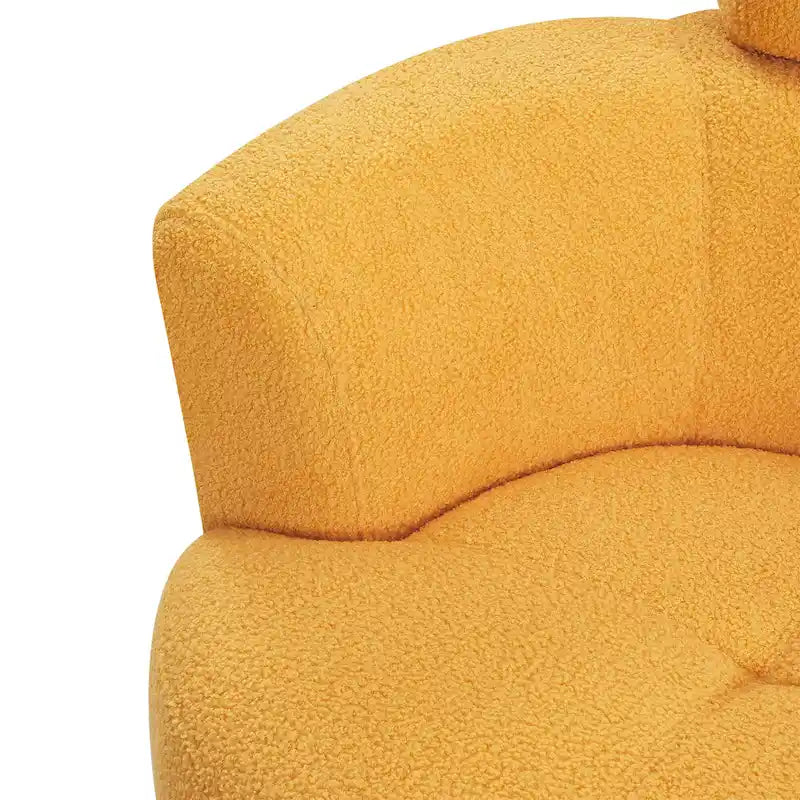 Fauteuil pivotant à 360°, fauteuil barrel rembourré avec appui-tête réglable, fauteuil de salon rond pivotant moderne