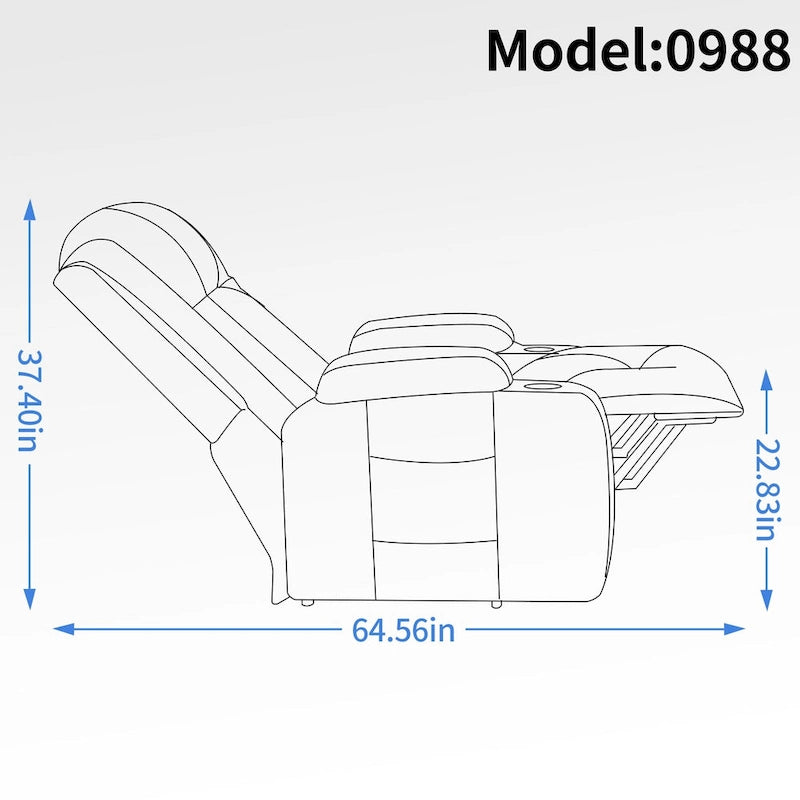Fauteuil inclinable électrique lève-personne à position infinie avec massage et chaleur, deux ports USB, porte-gobelets, poches latérales, idéal pour les personnes âgées