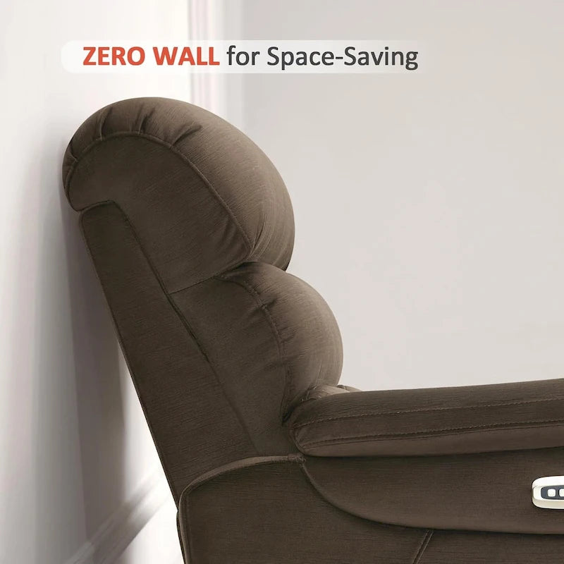 Fauteuil inclinable électrique MCombo Zero Wall-Hugger avec appui-tête réglable, parfait pour les petits espaces et les véhicules récréatifs, tissu ST257