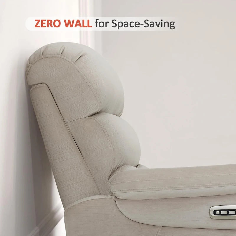 Fauteuil inclinable électrique MCombo Zero Wall-Hugger avec appui-tête réglable, parfait pour les petits espaces et les véhicules récréatifs, tissu ST257