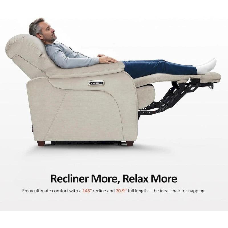 Fauteuil inclinable électrique MCombo Zero Wall-Hugger avec appui-tête réglable, parfait pour les petits espaces et les véhicules récréatifs, tissu ST257