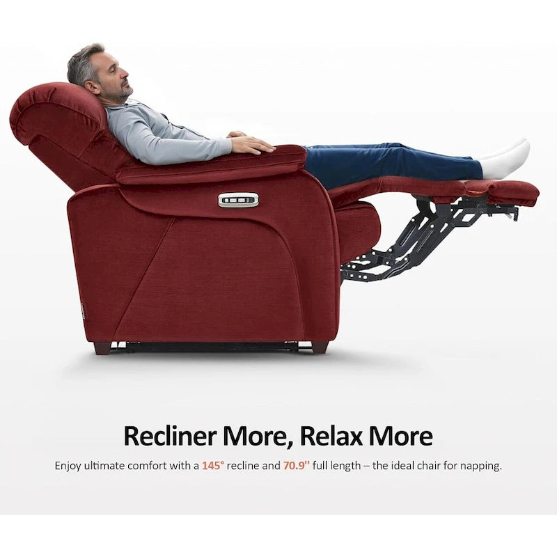 Fauteuil inclinable électrique MCombo Zero Wall-Hugger avec appui-tête réglable, parfait pour les petits espaces et les véhicules récréatifs, tissu ST257
