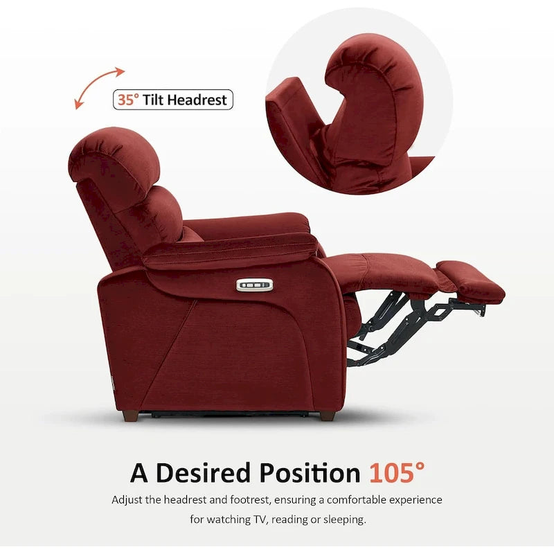Fauteuil inclinable électrique MCombo Zero Wall-Hugger avec appui-tête réglable, parfait pour les petits espaces et les véhicules récréatifs, tissu ST257