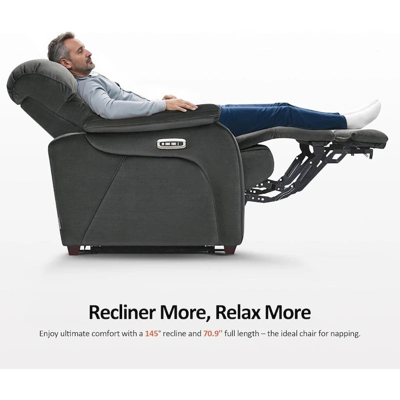 Fauteuil inclinable électrique MCombo Zero Wall-Hugger avec appui-tête réglable, parfait pour les petits espaces et les véhicules récréatifs, tissu ST257