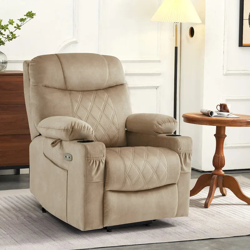 Fauteuil inclinable électrique MCombo Small Dual Motor avec massage, double chauffage, appui-tête réglable, tissu 7222