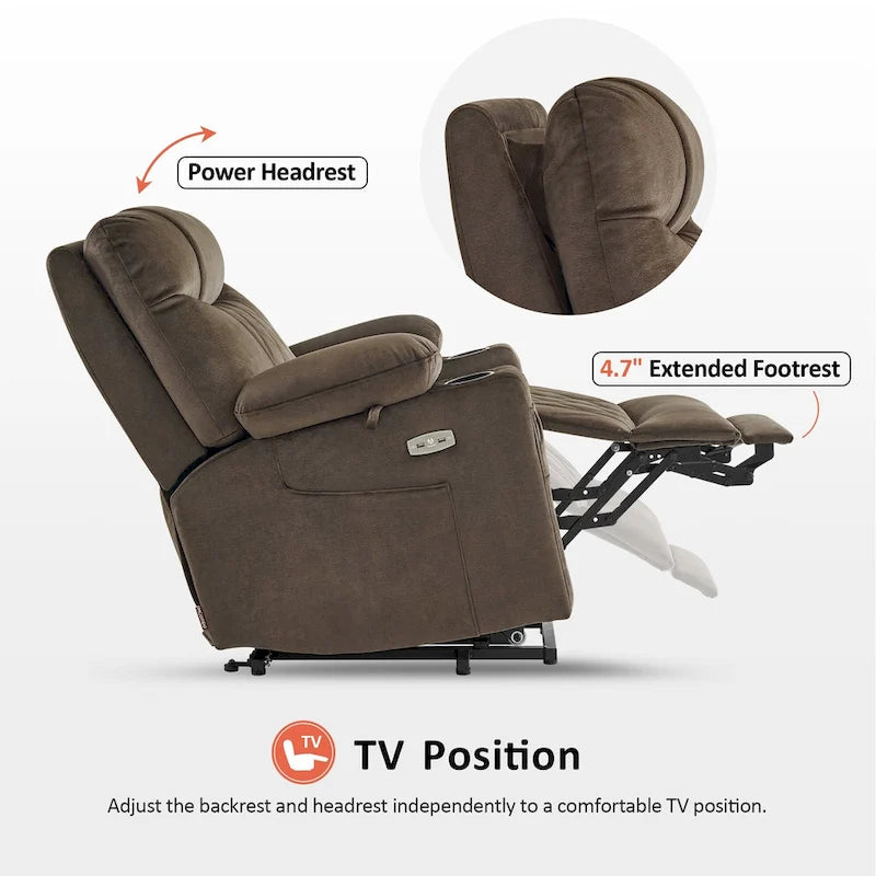 Fauteuil inclinable électrique MCombo Small Dual Motor avec massage, double chauffage, appui-tête réglable, tissu 7222