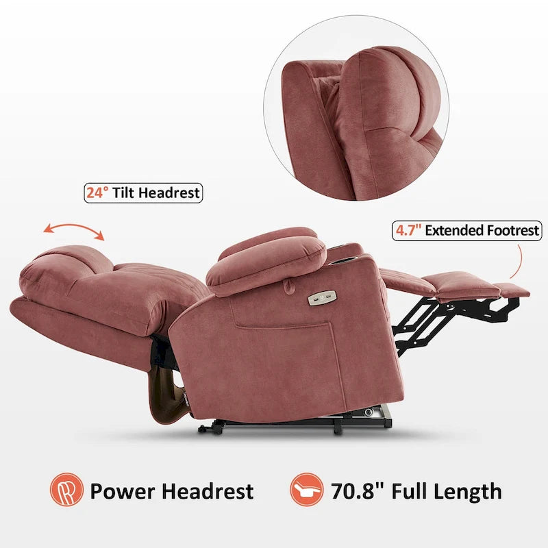Fauteuil inclinable électrique MCombo Small Dual Motor avec massage, double chauffage, appui-tête réglable, tissu 7222